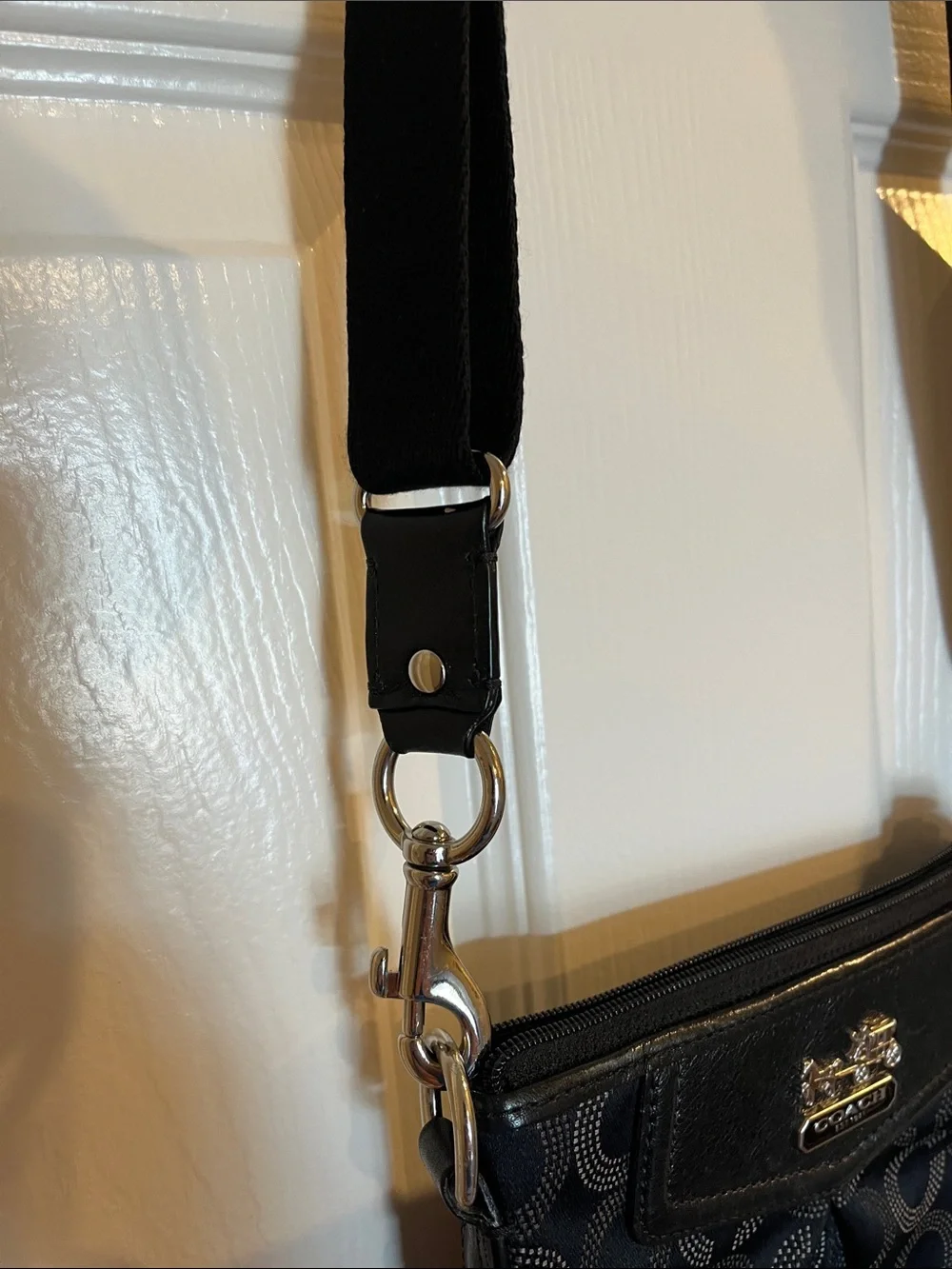Coach Black Signature Dot Circle Crossbody Messenger Bag